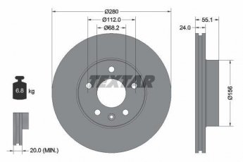 Купити 92083803 TEXTAR Гальмівні диски Transporter T4 (1.9, 2.0, 2.4, 2.5, 2.8)