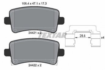 Купити 2442102 TEXTAR Гальмівні колодки задні Malibu (1.6, 2.0, 2.4, 2.5, 3.0) с звуковым предупреждением износа