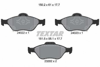 Купить 2402201 TEXTAR Тормозные колодки передние Ярис (1.0, 1.3, 1.4) с звуковым предупреждением износа