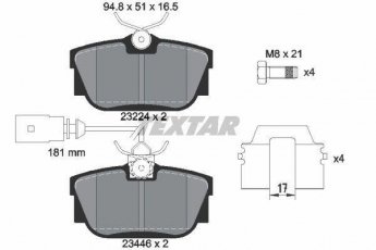 Купити 2344605 TEXTAR Гальмівні колодки задні Транспортер Т4 (1.9, 2.0, 2.4, 2.5, 2.8) з датчиком зносу