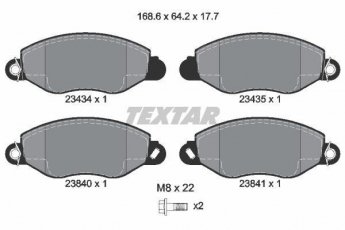 Купить 2343401 TEXTAR Тормозные колодки передние Транзит 6 (2.0, 2.3, 2.4) с звуковым предупреждением износа