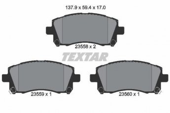 Купить 2355802 TEXTAR Тормозные колодки передние Легаси (2.0, 2.5, 3.0) с звуковым предупреждением износа