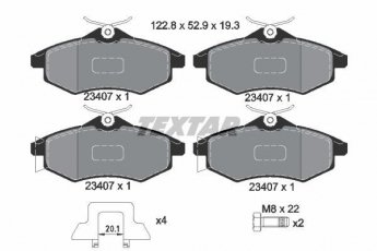 Купить 2340702 TEXTAR Тормозные колодки передние Citroen C3 (1.1, 1.4) без датчика износа
