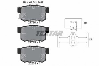 Купити 2172001 TEXTAR Гальмівні колодки задні Suzuki SX4 (1.5, 1.6, 1.9, 2.0) с звуковым предупреждением износа