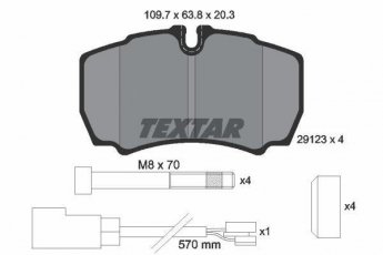 Купити 2912307 TEXTAR Гальмівні колодки задні Transit 7 (2.2, 2.3, 2.4, 3.2) з датчиком зносу