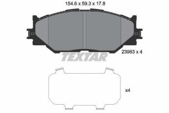 Купити 2398301 TEXTAR Гальмівні колодки передні Lexus IS (200, 250, 300) (2.2, 2.5, 3.5) без датчика зносу