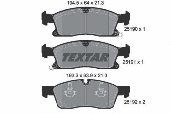 Купить 2519001 TEXTAR Тормозные колодки передние Гранд Чероки (3.0, 3.6, 5.7, 6.4) с звуковым предупреждением износа