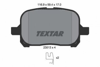 Купить 2351302 TEXTAR Тормозные колодки передние Camry (20, 30) (2.2, 2.4, 3.0, 3.3) с звуковым предупреждением износа
