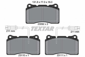 Купить 2309201 TEXTAR Тормозные колодки передние Volvo S60 1 (5 T AWD, R 2) с датчиком износа