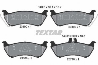 Купити 2319002 TEXTAR Гальмівні колодки задні M-Class W163 (2.3, 2.7, 3.7, 4.3, 5.0) подготовлено для датчика износа колодок