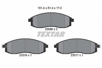 Купить 2308601 TEXTAR Тормозные колодки передние Maxima (A32, J30) (2.0, 2.5, 3.0) с звуковым предупреждением износа
