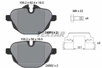 Купить 2456101 TEXTAR Тормозные колодки задние BMW X3 F25 (1.6, 2.0, 3.0) подготовлено для датчика износа колодок