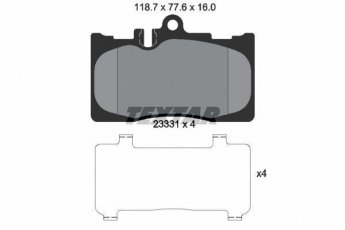 Купить 2333102 TEXTAR Тормозные колодки передние Lexus LS 430 подготовлено для датчика износа колодок