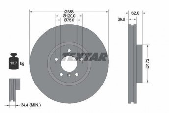 Купить 92146203 TEXTAR Тормозные диски BMW X5 E53 (4.4 i, 4.6 is, 4.8 is)