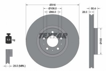 Купить 92126603 TEXTAR Тормозные диски ХС90