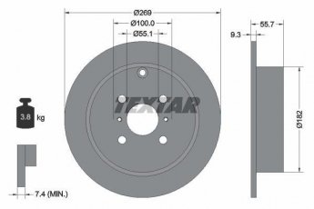 Купить 92126203 TEXTAR Тормозные диски Королла (110, 120, 140, 150) (1.4, 1.6, 1.8, 2.0)