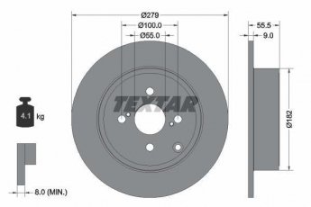 Купить 92126303 TEXTAR Тормозные диски Corolla (110, 120, 140, 150) (1.4, 1.8, 2.0)