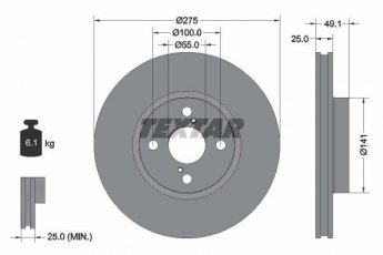 Купить 92126003 TEXTAR Тормозные диски Королла (110, 120, 140, 150) (1.4, 1.8, 2.0)