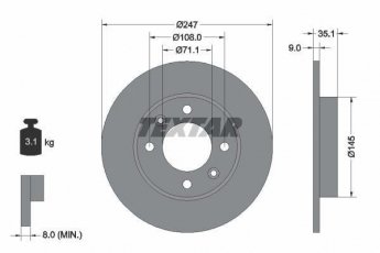 Купить 92111703 TEXTAR Тормозные диски Citroen C3 (1.4, 1.6)