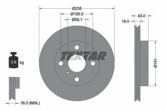 Купить 92103603 TEXTAR Тормозные диски Yaris (1.0, 1.3, 1.4, 1.5)