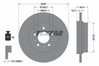 Купить 92100703 TEXTAR Тормозные диски Вольво С60 1 (2.0, 2.3, 2.4, 2.5)