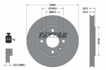 Купити 92078603 TEXTAR Гальмівні диски Пежо 406 (1.6, 1.7, 1.8, 1.9)