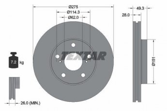 Купити 92077703 TEXTAR Гальмівні диски Toyota