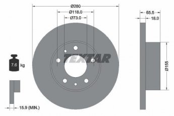 Купить 92073703 TEXTAR Тормозные диски Джампер (1.9, 2.0, 2.4, 2.8)