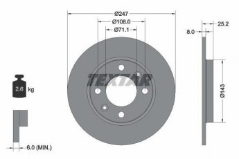 Купити 92055003 TEXTAR Гальмівні диски Peugeot 206