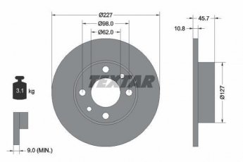 Купити 92019300 TEXTAR Гальмівні диски Ibiza (0.9, 1.2, 1.5, 1.7)