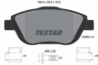 Купить 2488301 TEXTAR Тормозные колодки передние Пежо 2008 (1.2, 1.4, 1.6) без датчика износа