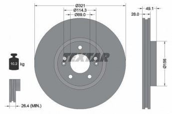 Купить 92166003 TEXTAR Тормозные диски Sorento (2.0, 2.2, 2.4, 2.7, 3.5)