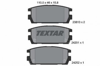 Купити 2381301 TEXTAR Гальмівні колодки задні Терракан (2.5, 2.9, 3.5) с звуковым предупреждением износа