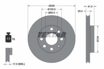 Купить 92029603 TEXTAR Тормозные диски Astra F (1.4, 1.6, 1.7)