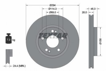 Купить 92136403 TEXTAR Тормозные диски Santa FE (2.0, 2.4, 2.7, 3.5)