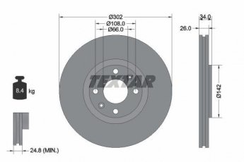 Купити 92133203 TEXTAR Гальмівні диски Пежо 307 (2.0 16V, 2.0 HDi 135)