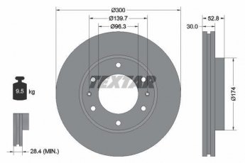 Купити 92203800 TEXTAR Гальмівні диски Хендай Н1 (2.4, 2.4 i, 2.5 CRDI)