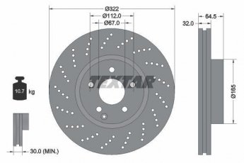 Купити 92163403 TEXTAR Гальмівні диски Мерседес 204 (2.1, 3.0, 3.5, 5.4)
