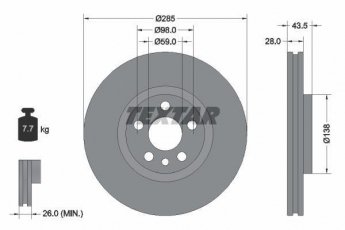 Купить 92115003 TEXTAR Тормозные диски Scudo (1.6, 1.9, 2.0)