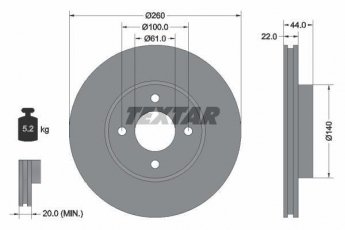 Купить 92239903 TEXTAR Тормозные диски Ноут (1.2, 1.5)