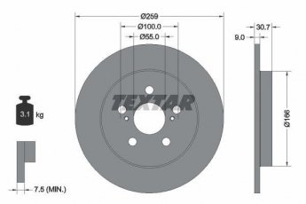 Купити 92224003 TEXTAR Гальмівні диски Corolla (1.8, 2.0 VVT-i, 2.0 VVTi)