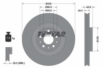 Купить 92237603 TEXTAR Тормозные диски Комбо (1.2, 1.4, 1.6, 2.0)