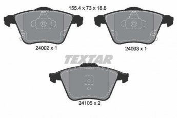 Купить 2400201 TEXTAR Тормозные колодки передние Мазда 6 (ГГ, ГY) (2.3, 2.3 MPS Turbo) с звуковым предупреждением износа