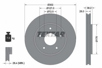 Купить 92181503 TEXTAR Тормозные диски Вояджер Гранд (2.5, 2.8, 3.3, 3.8, 4.0)