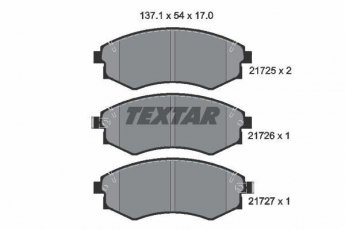 Купити 2172501 TEXTAR Гальмівні колодки передні Lantra (1.5, 1.6, 1.8, 1.9, 2.0) с звуковым предупреждением износа