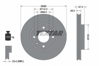 Купити 92136600 TEXTAR Гальмівні диски Grandeur (2.2, 2.7, 3.3, 3.8)