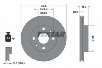 Купить 92134200 TEXTAR Тормозные диски Киа Рио (1.3, 1.5 16V)