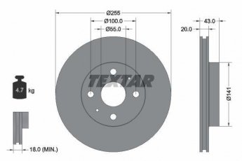 Купить 92115603 TEXTAR Тормозные диски Yaris (1.0, 1.3, 1.4, 1.5)