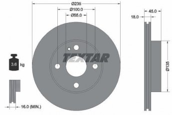 Купить 92061500 TEXTAR Тормозные диски Mazda 323 (BA, BG) (1.3, 1.6, 1.7, 1.8)