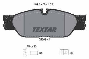 Купить 2390801 TEXTAR Тормозные колодки передние С Тайп (2.7 D, 4.0 V8) подготовлено для датчика износа колодок